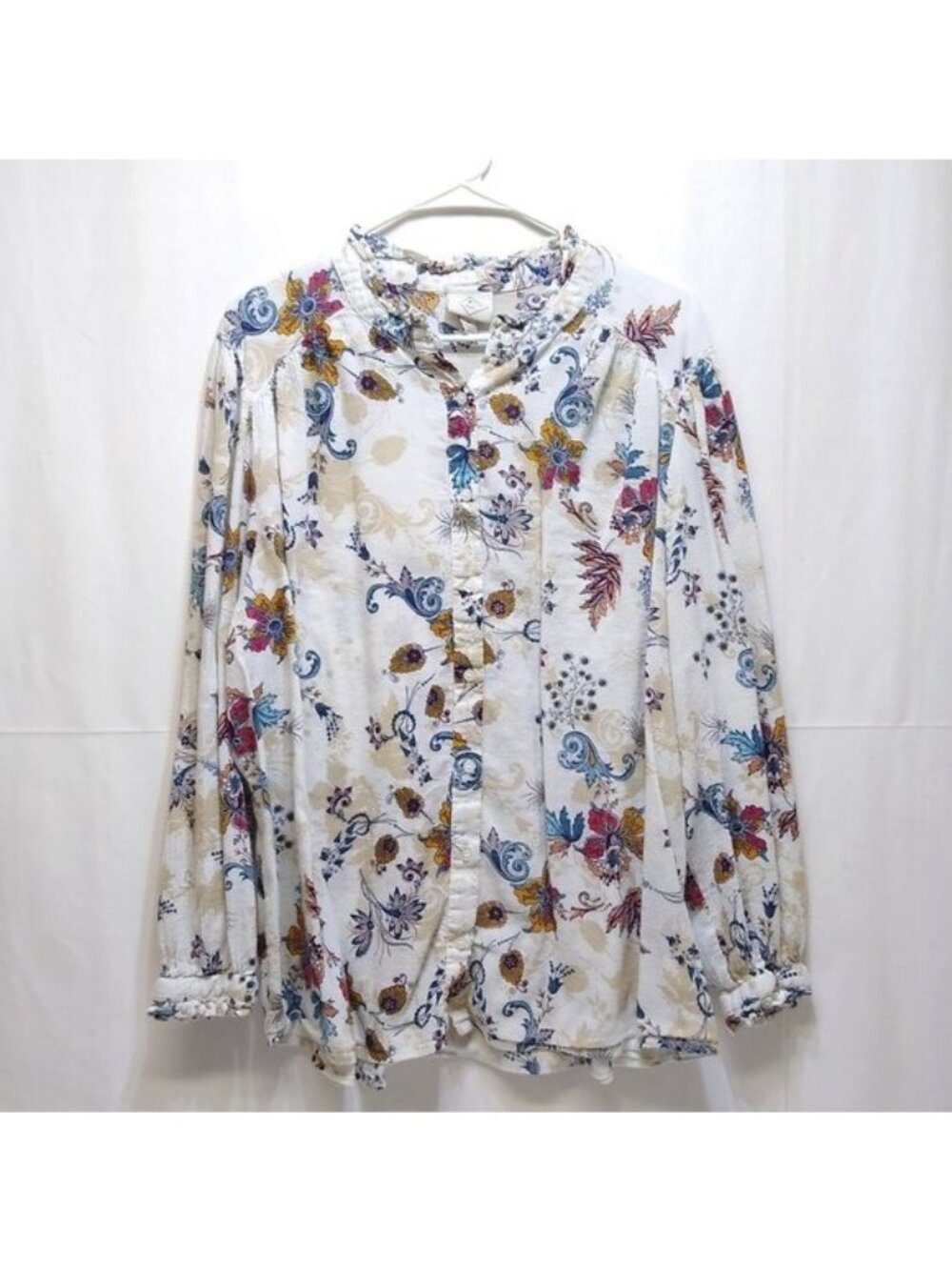 St. Johns Bay Floral Paisley Print Blouse Women's Size 1x Comfortable Light EUC